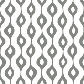 Hand Drawn Doodle Ogee Pinstripes, Pewter Grey and White (Medium Scale)