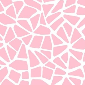 Hand Drawn Cracked Kintsugi Mosaic, White on Baby Pink (Medium Scale)