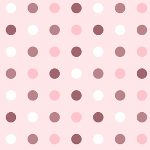 Blush Pink Varied Polka Dots on Pink Pattern Print