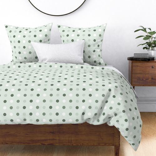 Sage Green Varied Polka Dots on Green Pattern Print