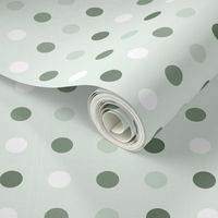 Sage Green Varied Polka Dots on Green Pattern Print