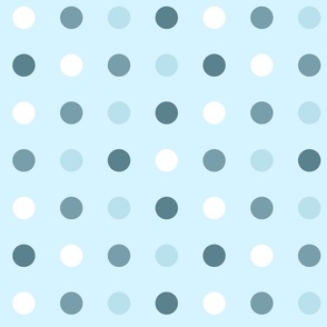Teal Turquoise Varied Polka Dots on Turquoise Pattern Print