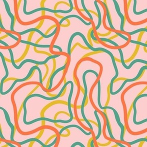Abstract curvy lines pattern in pink - Small scale