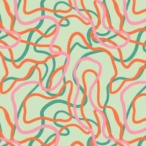 Abstract curvy lines pattern in mint green - Small scale