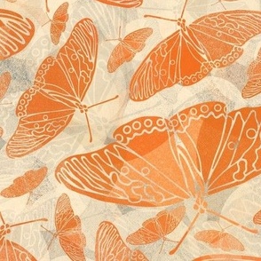 Orange Butterflies over Cream and Slate