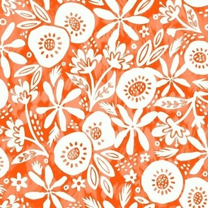 funky summer floral white on orange normal scale