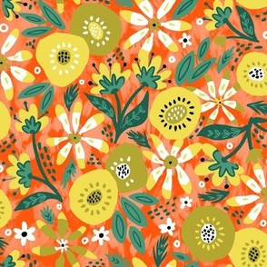 Groovy summer floral yellow normal scale
