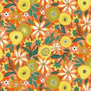 groovy summer floral yellow small scale