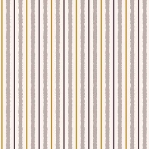 Stripes in taupe, mustard yellow, and burgundy