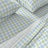 Gender Neutral Preppy Light Blue and Green Plaid Cute Check Grid