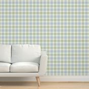 Gender Neutral Preppy Light Blue and Green Plaid Cute Check Grid