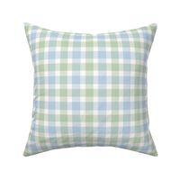 Traditional Preppy Light Blue and Green Plaid Cute Check Grid
