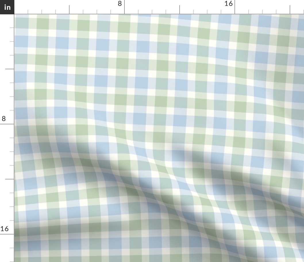 Gender Neutral Preppy Light Blue and Green Plaid Cute Check Grid
