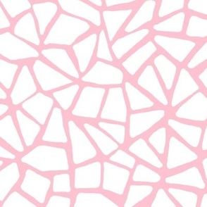 Hand Drawn Cracked Kintsugi Mosaic, Baby Pink and White (Medium Scale)