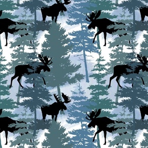 Moose in Blue Forest