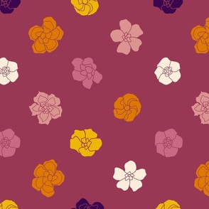 Retro Floral Polka Dots - Magenta Pink (14") (ST2023RFPD)