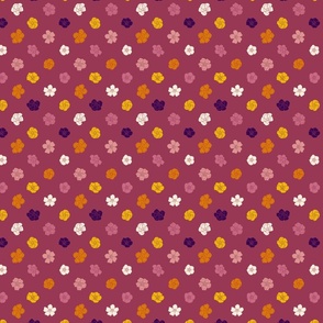 Retro Floral Polka Dots - Magenta Pink (3.5") (ST2023RFPD)