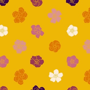 Retro Floral Polka Dots - Mango Yellow (14") (ST2023RFPD)