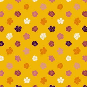 Retro Floral Polka Dots - Mango Yellow (7") (ST2023RFPD)