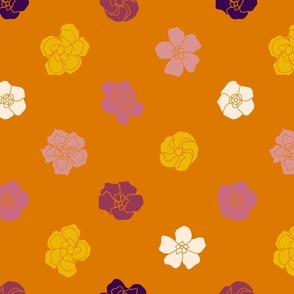Retro Floral Polka Dots - Fulvous Orange (14") (ST2023RFPD)