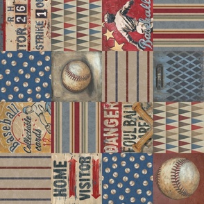 Baseball Cheater Quilt -Rotated 90 degrees- Be the Ball Collection 6 x 6