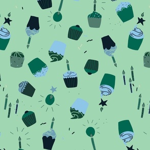Cupcakes and Confetti in Green