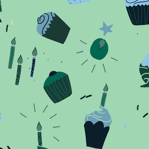 Cupcakes and Confetti in Green in Large Scale