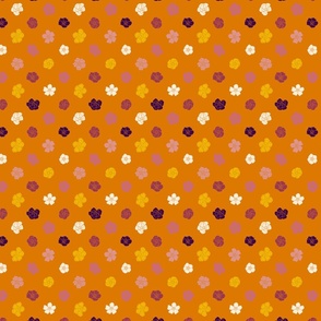 Retro Floral Polka Dots - Fulvous Orange (3.5") (ST2023RFPD)