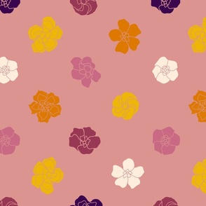 Retro Floral Polka Dots - Light Coral Pink (14") (ST2023RFPD)