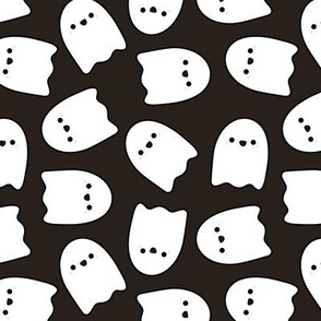 small 6x6in cute ghosts - black