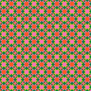 Geometric Patio Tiles - Green, Orange & Pink - Small