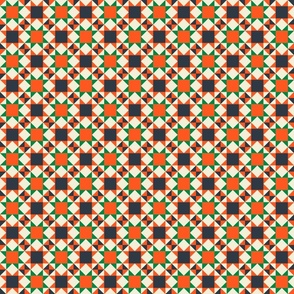 Geometric Patio Tiles - Green, Orange & Navy - Small