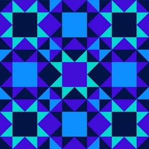 Geometric Patio Tiles - Blue shades - Medium