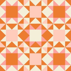Geometric Patio Tiles - Pink & Orange - Medium