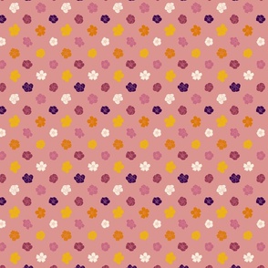 Retro Floral Polka Dots - Light Coral Pink (3.5") (ST2023RFPD)