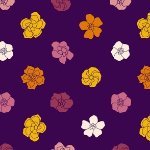 Retro Floral Polka Dots - Russian Purple (14") (ST2023RFPD)