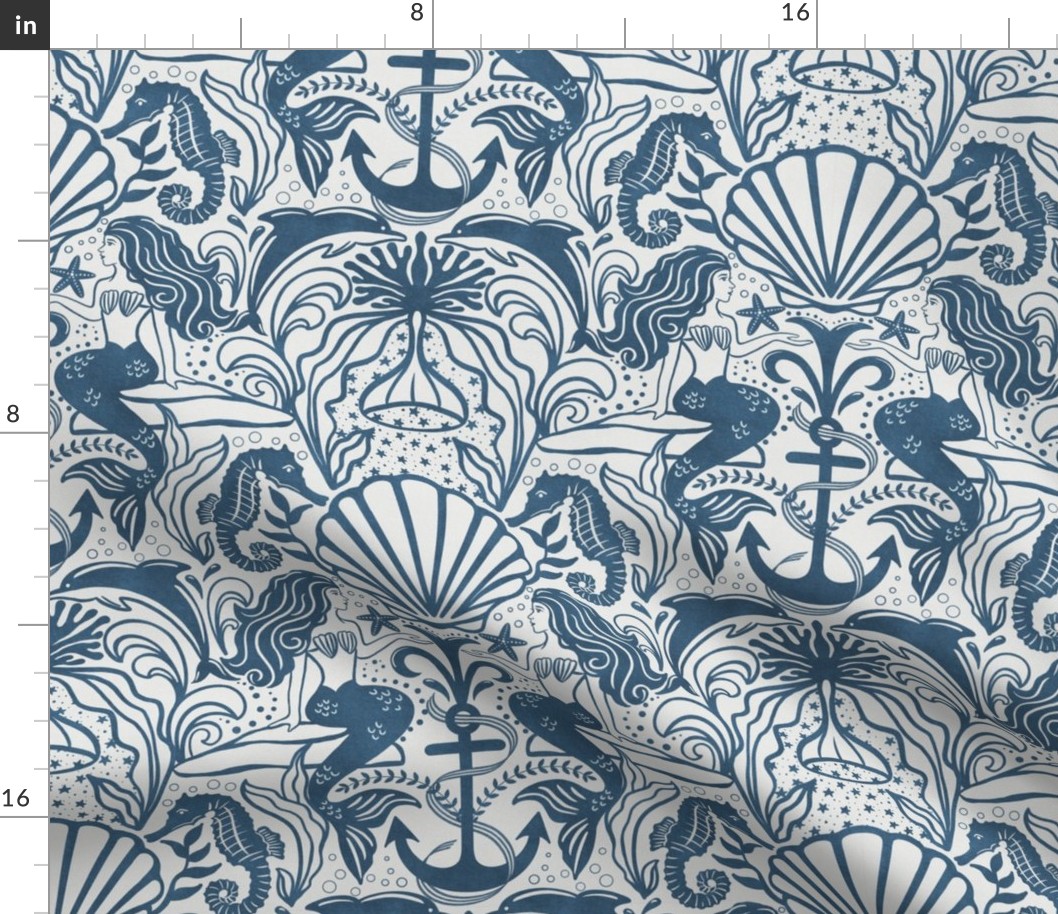 Whimsical Ocean - Navy - Large Scale