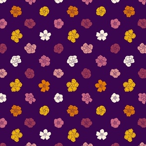 Retro Floral Polka Dots - Russian Purple (7") (ST2023RFPD)