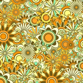 70s Flowers - Yellow & Orange - Medium
