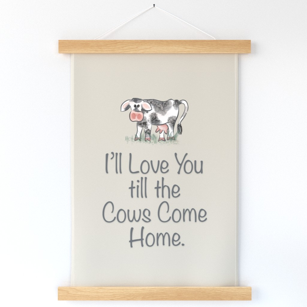 Till the Cows Come Home Wallhanging - Beige - Charcoal