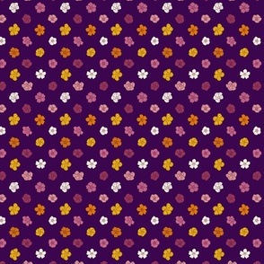 Retro Floral Polka Dots - Russian Purple (3.5") (ST2023RFPD)