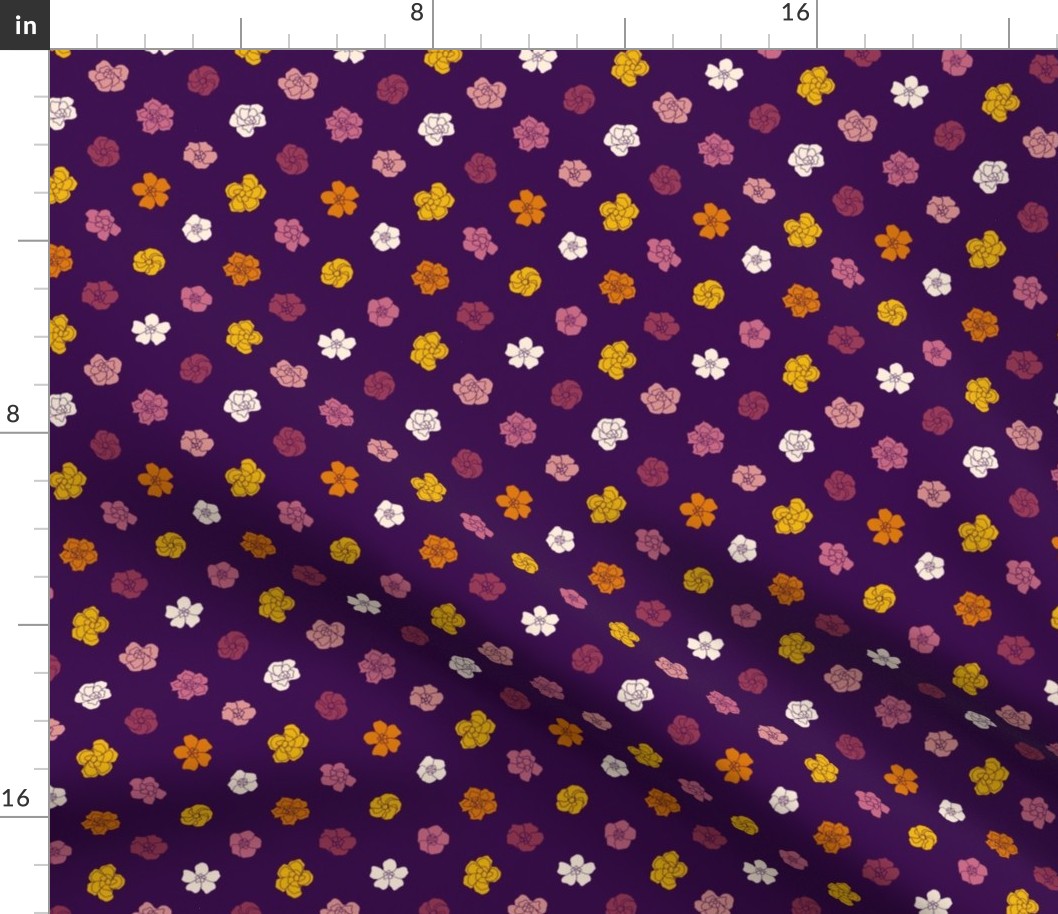 Retro Floral Polka Dots - Russian Purple (3.5") (ST2023RFPD)