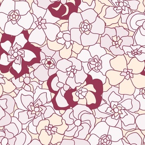 Retro Floral - Antique White & Magenta Pink (27") (ST2023RFC)