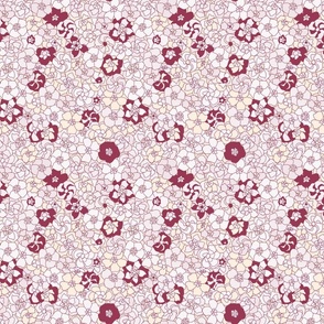Retro Floral - Antique White & Magenta Pink (7") (ST2023RFC)