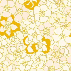 Retro Floral - Antique White & Mango Yellow (27") (ST2023RFC)