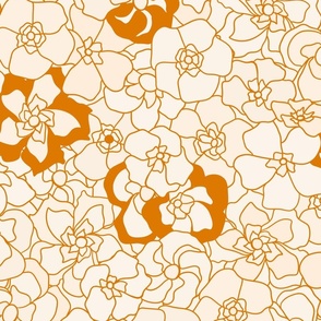 Retro Floral - Antique White & Fulvous Orange (27") (ST2023RFC)