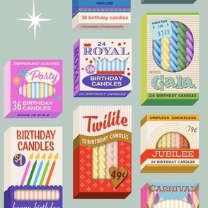 Birthday Party Candles (Light Aqua) || vintage packaging