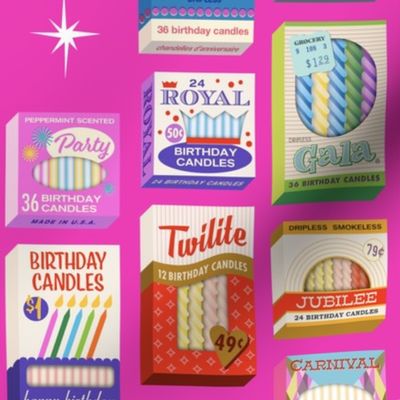 Birthday Party Candles (Magenta) || vintage packaging