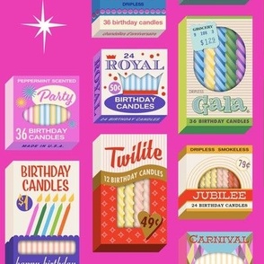 Birthday Party Candles (Magenta) || vintage packaging