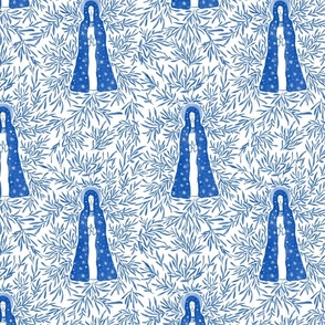 Mary Mother of God religious christian blue pattern